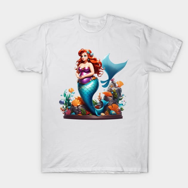 Pretty Plus Size Mermaid in Purple T-Shirt by MGRCLimon